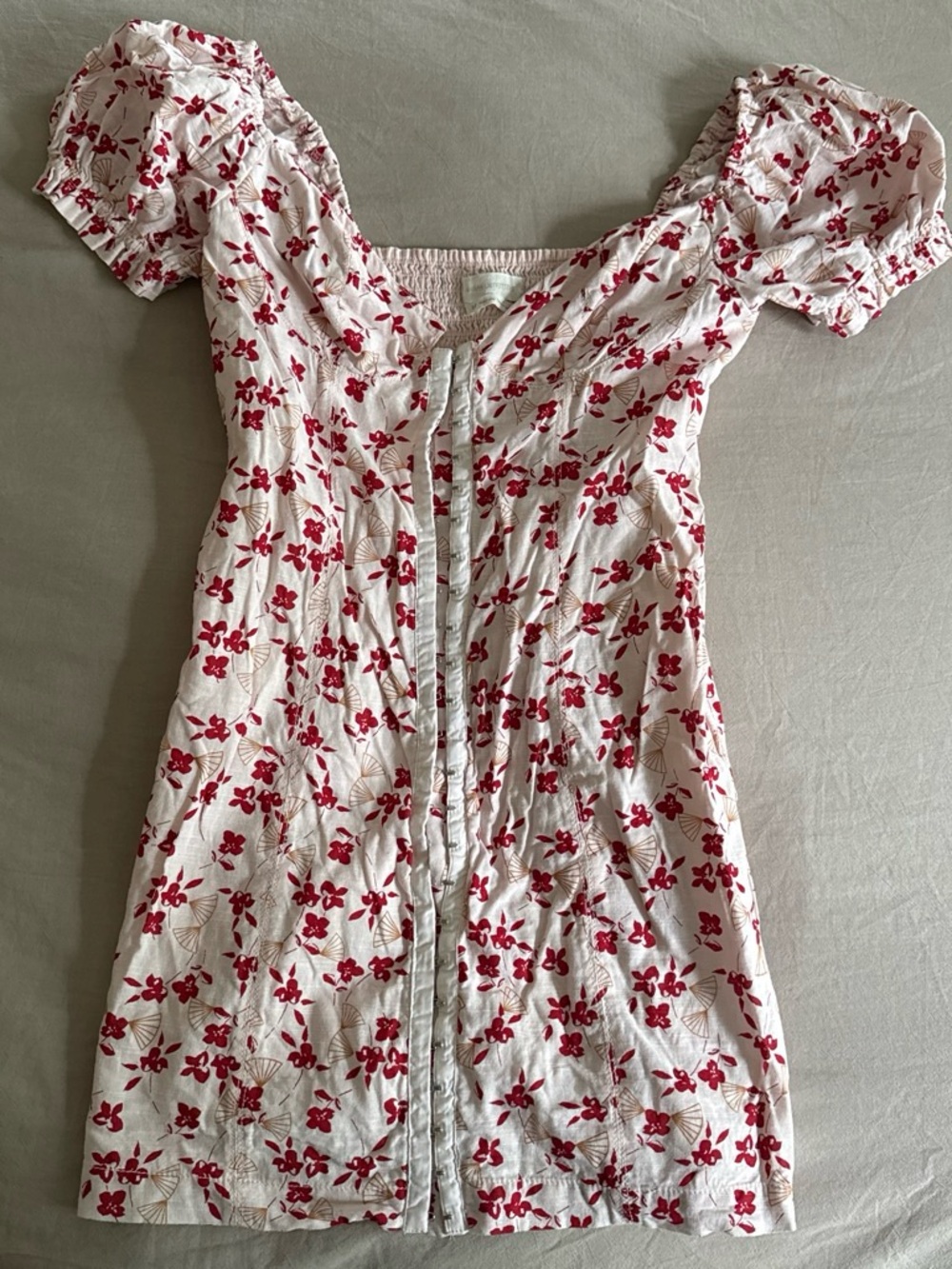 Urban Outfitters White Dress with Red Floral Print